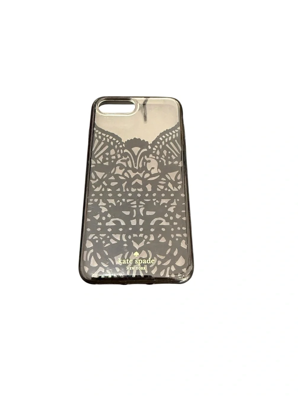 kate spade Black Lace-Style Clear Phone Case with Gold Logo